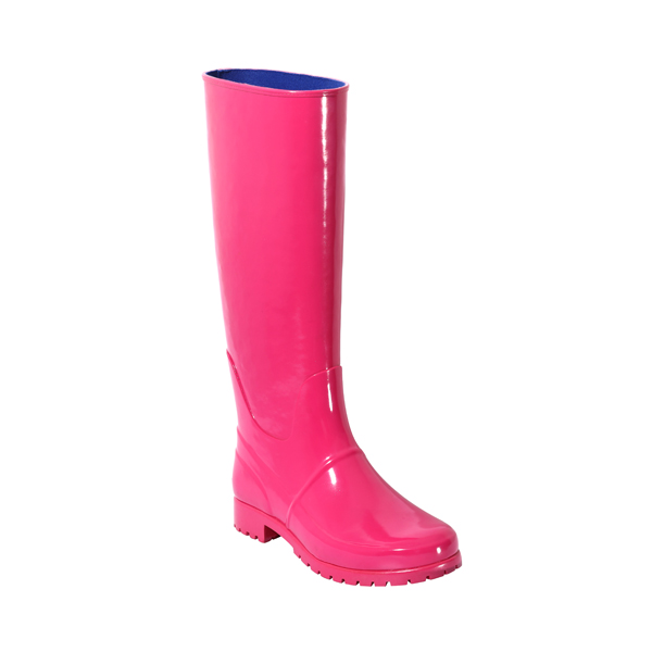 Women's Knee High Rubber Boots In Pink