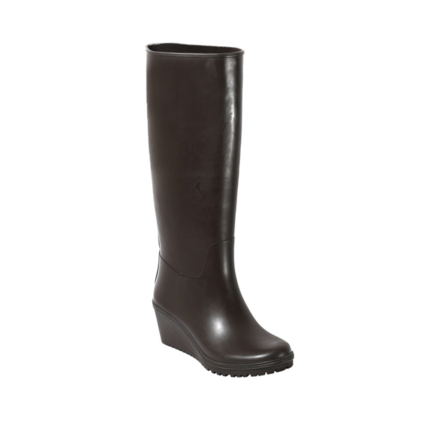 Black Tall Welly Boot With High Heel