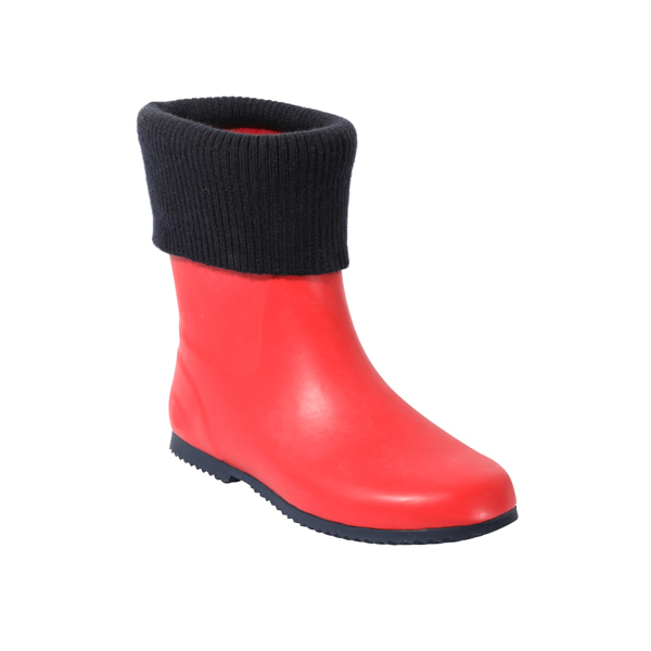 Red Rubber Boots With Collar Fleece