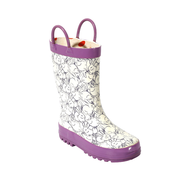 Purple Rubber Welly Boots With Prints