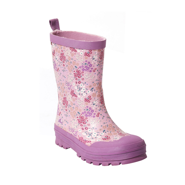 Purple Flower Rain Shoes For Girls